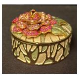 Vintage Trinket Boxes Cherub Figurine Dish and Petite Mirror