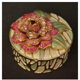 Vintage Trinket Boxes Cherub Figurine Dish and Petite Mirror