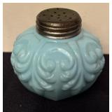 Antique Scrolled Blue Opaque Salt / Pepper Shakers