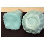 Antique Scrolled Blue Opaque Salt / Pepper Shakers