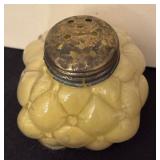 Antique Consolidated Lamp & Glass Salt or Pepper Shaker Bulging Petal w/ Lid
