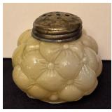 Antique Consolidated Lamp & Glass Salt or Pepper Shaker Bulging Petal w/ Lid