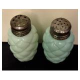 Antique EAPG Cone Artic Quilted Salt / Pepper Shakers