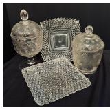 Vintage Crystal and Clear Glass Plates and Covered Dishes