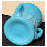Vintage Westmoreland Blue Slag Swan Motif Glass Toothpick Holder