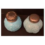 Antique Blue Milk Glass Salt / Pepper Shakers