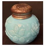 Antique Blue Milk Glass Salt / Pepper Shakers