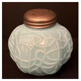 Antique Blue Milk Glass Salt / Pepper Shakers
