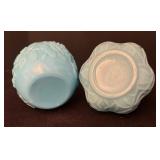 Antique Blue Milk Glass Salt / Pepper Shakers