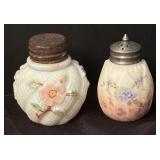 Antique Apple Blossom and Hand Painted Floral Salt / Pepper Shakers