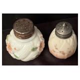 Antique Apple Blossom and Hand Painted Floral Salt / Pepper Shakers