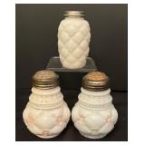 Antique Northwood Quilted Phlox and EAPG Salt / Pepper Shakers
