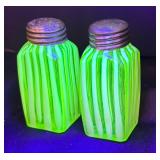 Antique Uranium Glass Salt and Pepper Shakers