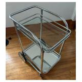 Vintage Art Deco Streamline Modern Chrome and Glass Bar Cart