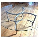 Mid Century Chrome Based Glass Top Coffee Table
