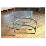 Mid Century Chrome Based Glass Top Coffee Table