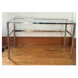 Vintage Chrome Glass Top Console Table