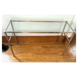 Vintage Chrome Glass Top Console Table