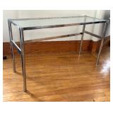 Vintage Chrome Glass Top Console Table