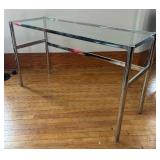 Vintage Chrome Glass Top Console Table