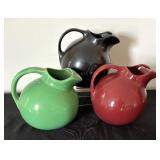 Three Vintage Ball Pitchers by Hall and USA Pottery
