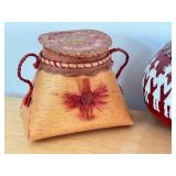 Olivia Hoff Hand Painted Gourd and Hand Crafted Birch Basket