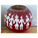 Olivia Hoff Hand Painted Gourd and Hand Crafted Birch Basket