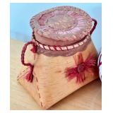 Olivia Hoff Hand Painted Gourd and Hand Crafted Birch Basket