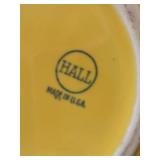Vintage Hall China Company Westinghouse Yellow Refrigerator Dish Container and Canary Yellow Teapot with Metal Cozy