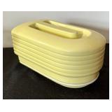 Vintage Hall China Company Westinghouse Yellow Refrigerator Dish Container and Canary Yellow Teapot with Metal Cozy