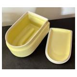 Vintage Hall China Company Westinghouse Yellow Refrigerator Dish Container and Canary Yellow Teapot with Metal Cozy