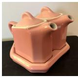 Vintage Pink Double Teapot with Under Plate and Children