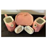 Vintage Pink Double Teapot with Under Plate and Children