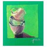 Three Petite "Miniature Cups" Original Acrylic on Board Paintings by Amber Mills