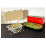 Four Vintage Lucite and Bakelite Dresser Boxes