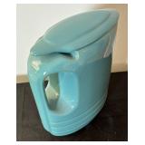 Hall China Pottery Teal Turquoise Lidded Water Pitcher Art Deco MCM