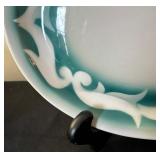 Beautiful Vintage Jackson Vitrified Airbrush Green Scroll Platter