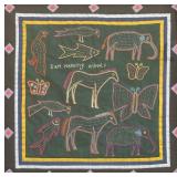 Animal Motif Framed Pictorial Tapestry