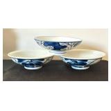 Variety of Vintage Beautiful Blue and White Rice Bowls
