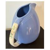Vintage Art Deco Hall’s Superior Quality 1259 Rose Parade Blue Pitcher & Lidded Refrigerator Cheese / Butter Dishes