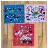 Three Vintage Needlepoint Pictorial Tapestries