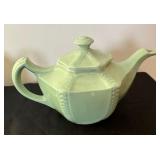 Vintage 1940s Hall Victorian Feather Plume Starfish Rose Pink Teapot and Blue Spice Birch by Hall Teapot w/ Lid and Vintage Hall Teapot Connie Celadon Sage Green 1940s Victorian Series