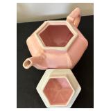 Vintage 1940s Hall Victorian Feather Plume Starfish Rose Pink Teapot and Blue Spice Birch by Hall Teapot w/ Lid and Vintage Hall Teapot Connie Celadon Sage Green 1940s Victorian Series