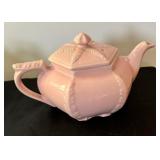 Vintage 1940s Hall Victorian Feather Plume Starfish Rose Pink Teapot and Blue Spice Birch by Hall Teapot w/ Lid and Vintage Hall Teapot Connie Celadon Sage Green 1940s Victorian Series