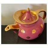 Polka Dot Windshield Raspberry and Gold Teapot by Hall