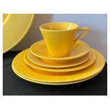 Vintage Green and Golden Yellow Platter and Dinnerware