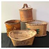 Vintage Hand Crafted Birch Bark Baskets