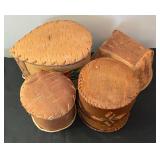 Vintage Hand Crafted Birch Bark Baskets