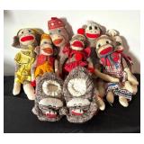 Variety of Sock Monkeys and Sock Monkey Slippers