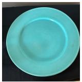 Vintage Turquoise Platter, Vintage Hall Donut Teapot and Blue Pottery Bowl